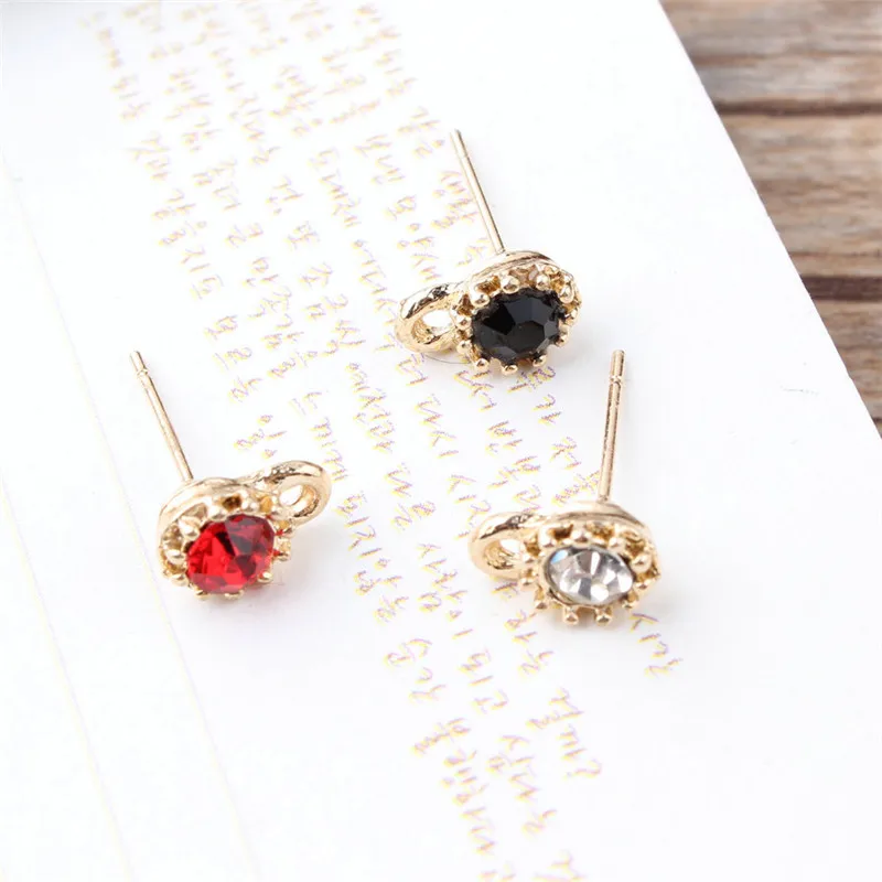 

10pcs 7mm Round Crystal Earring Finding Rhinestone Piercing Ear Studs With Hole Women Handmade DIY Chic Jewelry Accessory AC217
