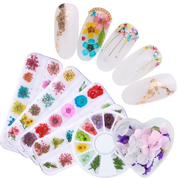 

Dried Flowers Leaf Nail Decoration Natural Floral Sticker 3D Dry Beauty Nail Art Decorations Decals for UV Gel Polish