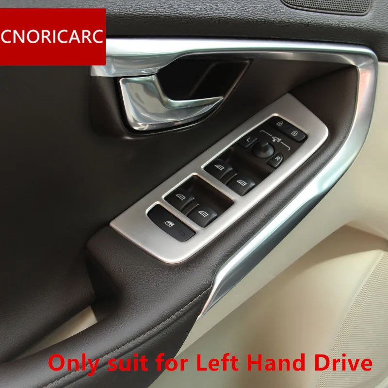 

CNORICARC Stainless Steel Interior Door Armrest Panel Window Glass Lift Buttons Decoration Cover Trim 4pcs For Volvo V40 CC