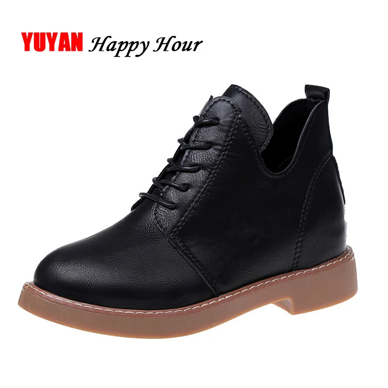 

Fashion Leather Boots Women Autumn Early Winter Shoes British Style High Quality Women's Ankle Boots A341