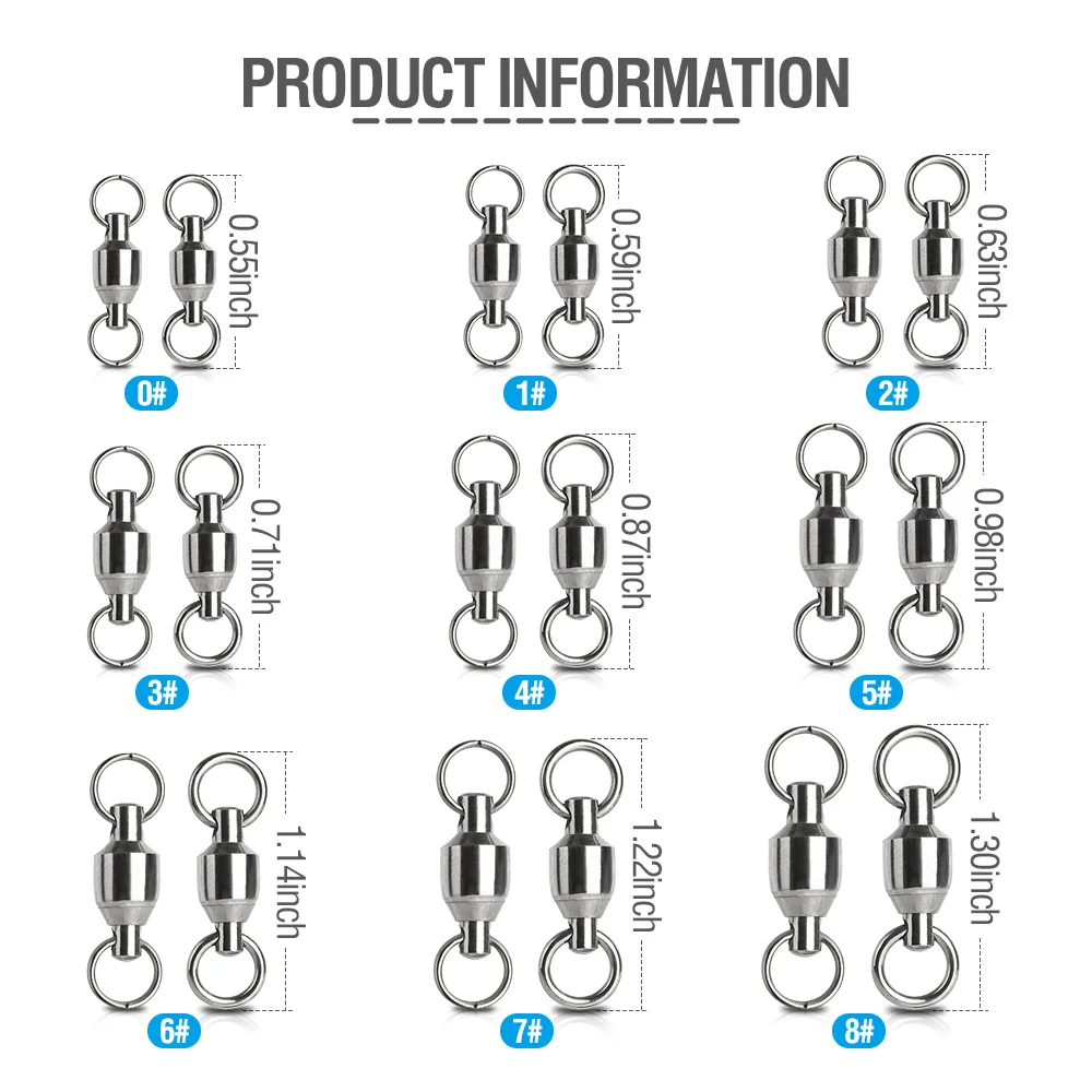DONQL 10/20/50 шт/поворотный Тяжелая Рабочая шаровая подшипники, подшипники рыболовной разъем прокатный Нержавеющая сталь твердых серебряное кольцо крюк разъем рыбы Таке