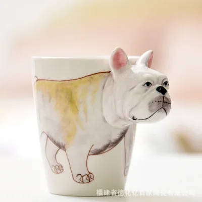 Мультяшные 3D чашки с животными керамические фарфоровые и керамические чашки для молока Кофе Чай расписанные вручную чашки Посуда для напитков влюбленные творческие детские подарки - Цвет: Светло-желтый
