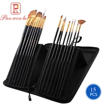 15 шт. черные кисти для рисования с портативной сумкой для профессиональной акварельной живописи маслом художника и школьные принадлежности