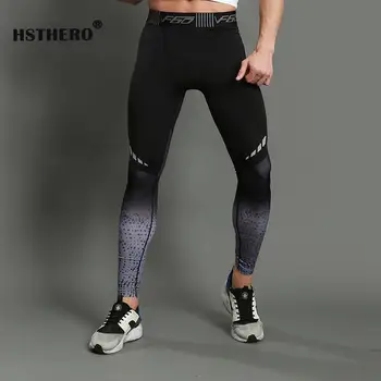 

2018 Compression Jogging Pants Men Running Pants Elastic Skinny Sports Leggings Fitness Tights Patchwork Trousers Gym Sportswear