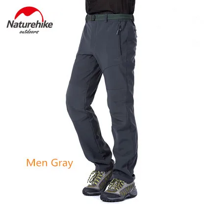 Naturehike зимние Походные штаны для мужчин и женщин, водонепроницаемые треккинговые спортивные толстые теплые флисовые штаны для походов, альпинизма - Цвет: men grey