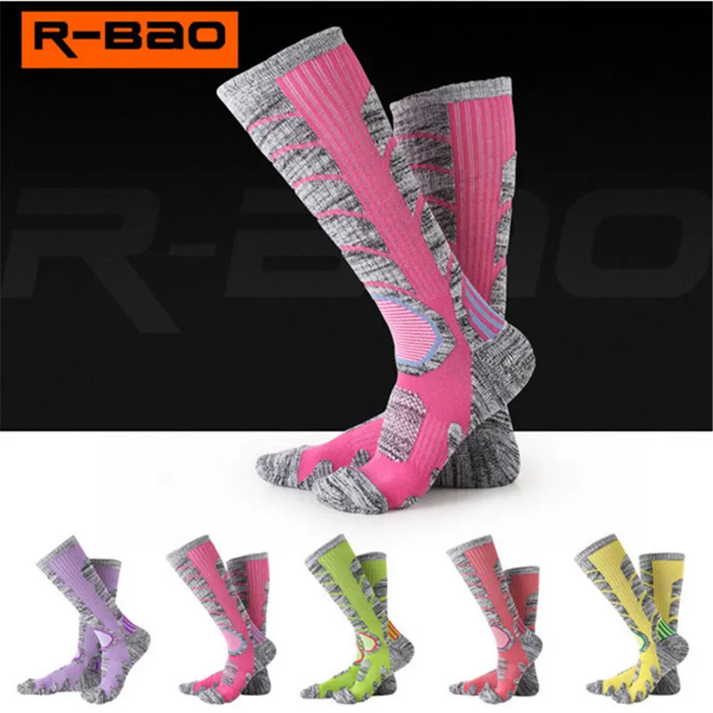 3 Pairs R-BAO RB3301 Ski Socks 85% Cotton Hiking Socks Outdoor Women's Sports Socks Spring Winter Fit to Size 35-39