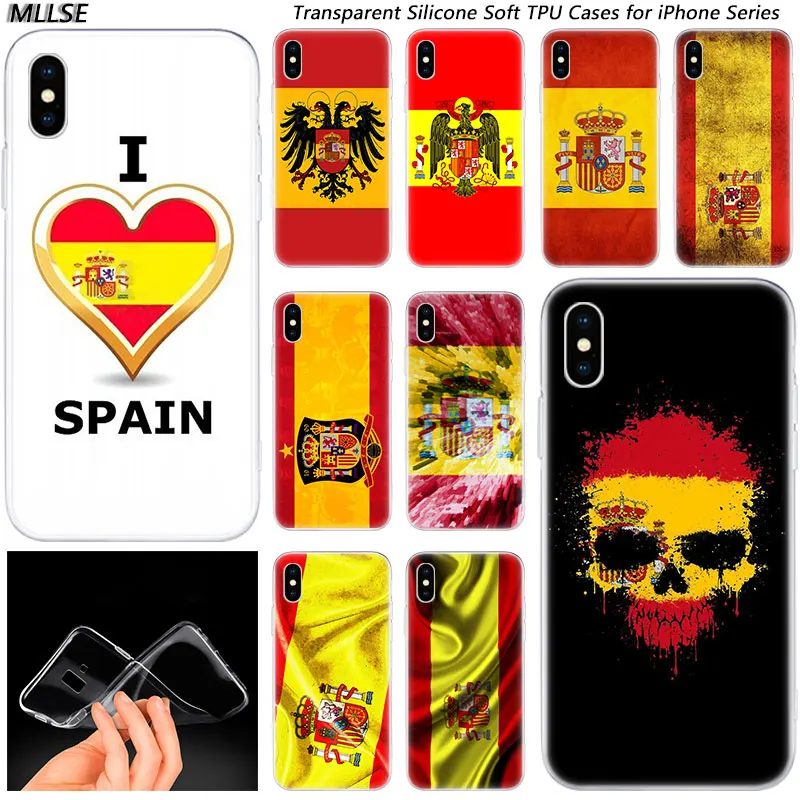 Популярный силиконовый чехол с испанским флагом для Apple iPhones 11 Pro XS Max X XR 7 8 6