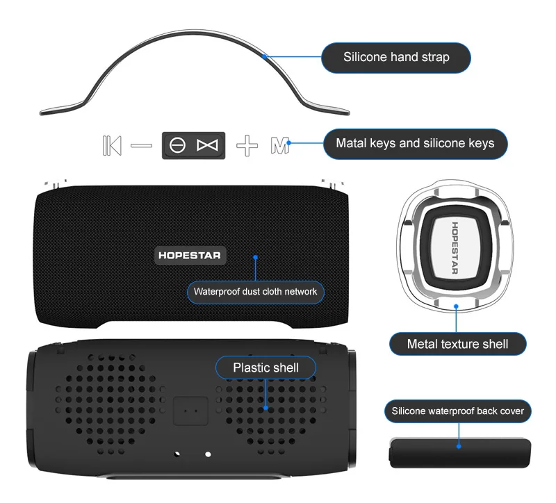 HOPESTAR H24 10 Вт Parlante Bluetooth динамик беспроводной сабвуфер колонки домашний кинотеатр звуковая система влагозащищенный динамик