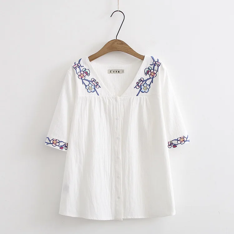 4XL размера плюс женская футболка Летняя женская богемная блузка с вышивкой из бисера с коротким рукавом Повседневный Свободный Топ Длинная блузка в стиле бохо