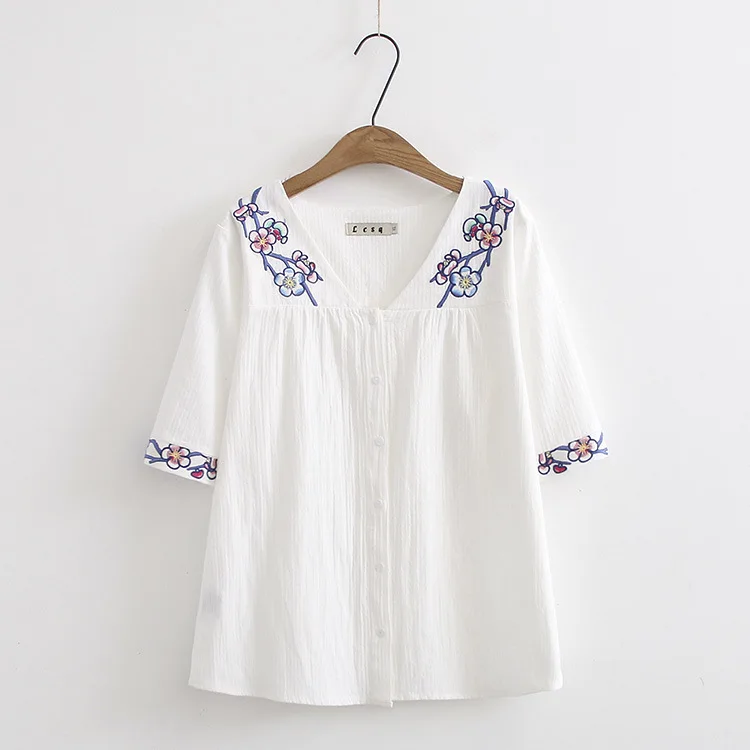 4XL плюс размер футболка Femme 2018 Летняя женская богемная блузка с вышивкой бисером