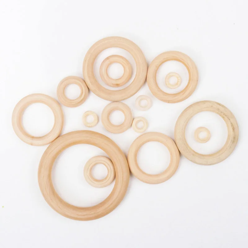 Description Picture 2 of item15 Size Circle Natural Wood DIY Crafts Embellishment For Wooden Ring Children Kids Teething Wooden Ornaments An Pick