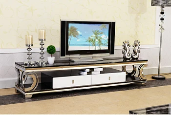Natural marble Stainless steel TV Stand modern Living Room Home Furniture tv led monitor stand mueble tv cabinet mesa tv table led meubel painel para madeira soporte lemari meuble tele european wood table mueble monitor living room furniture tv stand