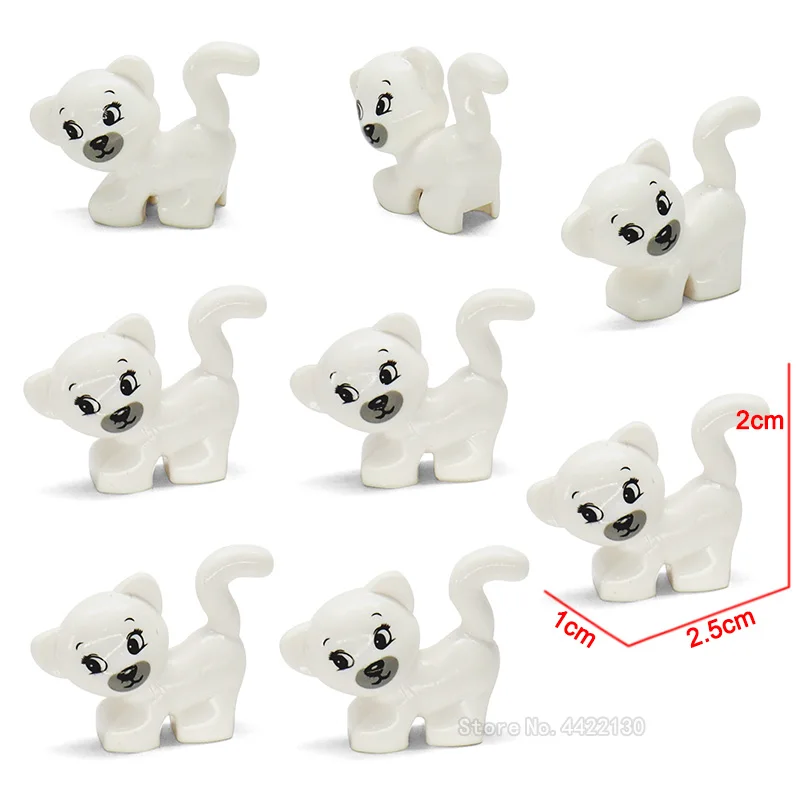 

Pet Little White Cat Building Blocks Piece Animal Set Lot Diy City Forest Figures Girl Boy Pet Moc Christmas Birthday Gifts Toys