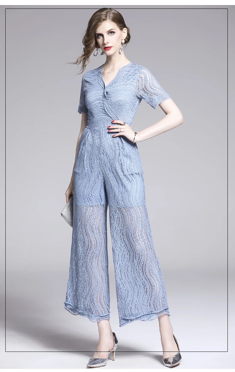 New Sexy V Neck Sleeveless Backless Lace Bow Women Mesh Front Long Pants Party Bodycon Rompers Jumpsuit