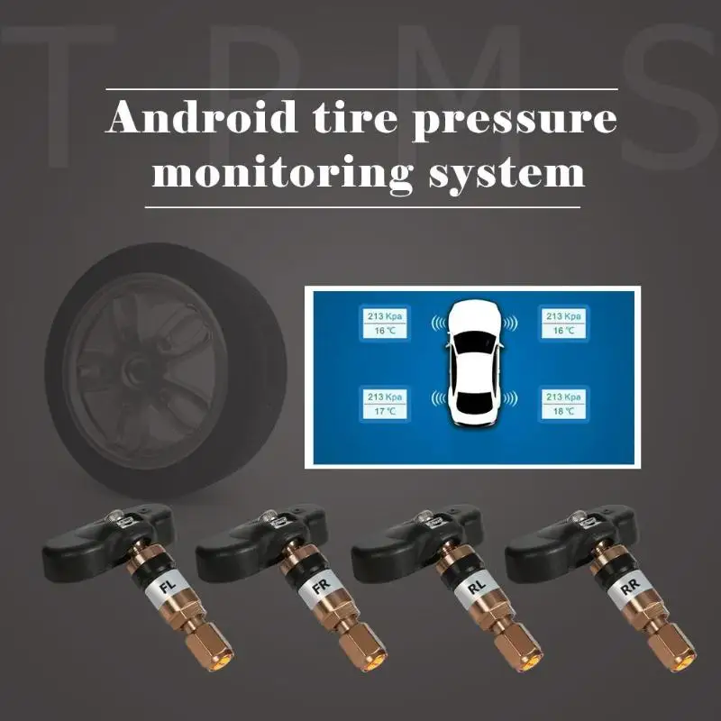 USB TPMS автомобильный Android навигационная система контроля давления в шинах с 4 внутренними/внешними датчиками