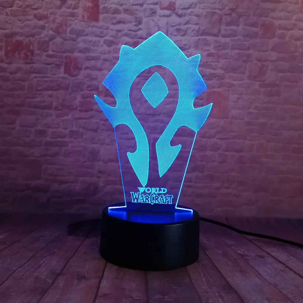  3D Illusion WOW World of Warcraft Tribal Signs 7 Color Desk Table Night Light Lamp Kiddie Kids Chil - 32800062197