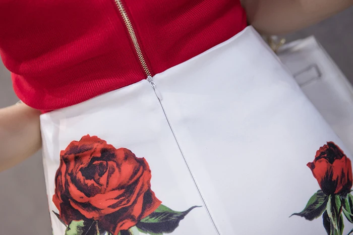 Юбка-карандаш Новое поступление модные хлопковые прямые ни Лето 2017 г. Для женщин юбка новый розы сексуальные Высокая Талия пакет хип печати