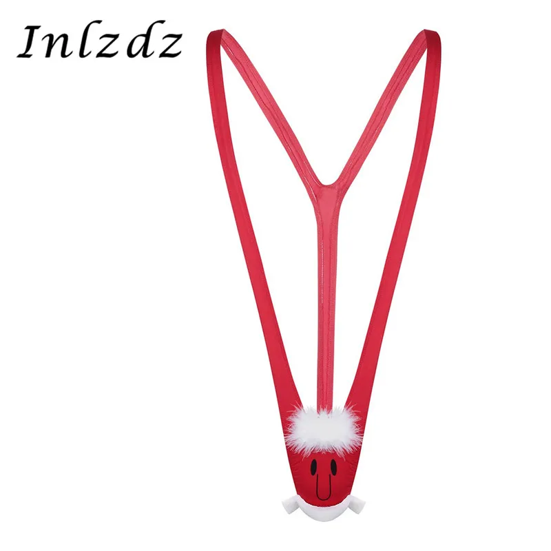 

Broat Mankini Thong Bodysuit Mens Sexy Crossdresser Christmas Pattern Novelty Costume Sissy Underwear Men's Body Thong Bodysuit