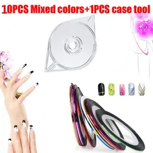 Лак для ногтей, маникюр, инструмент для маникюра, комплект включает в себя 1 шт. прозрачная; Нейл-арт полоски ленты линии чехол+ 10 шт для ногтей Ленточные полосой украшения набор инструментов