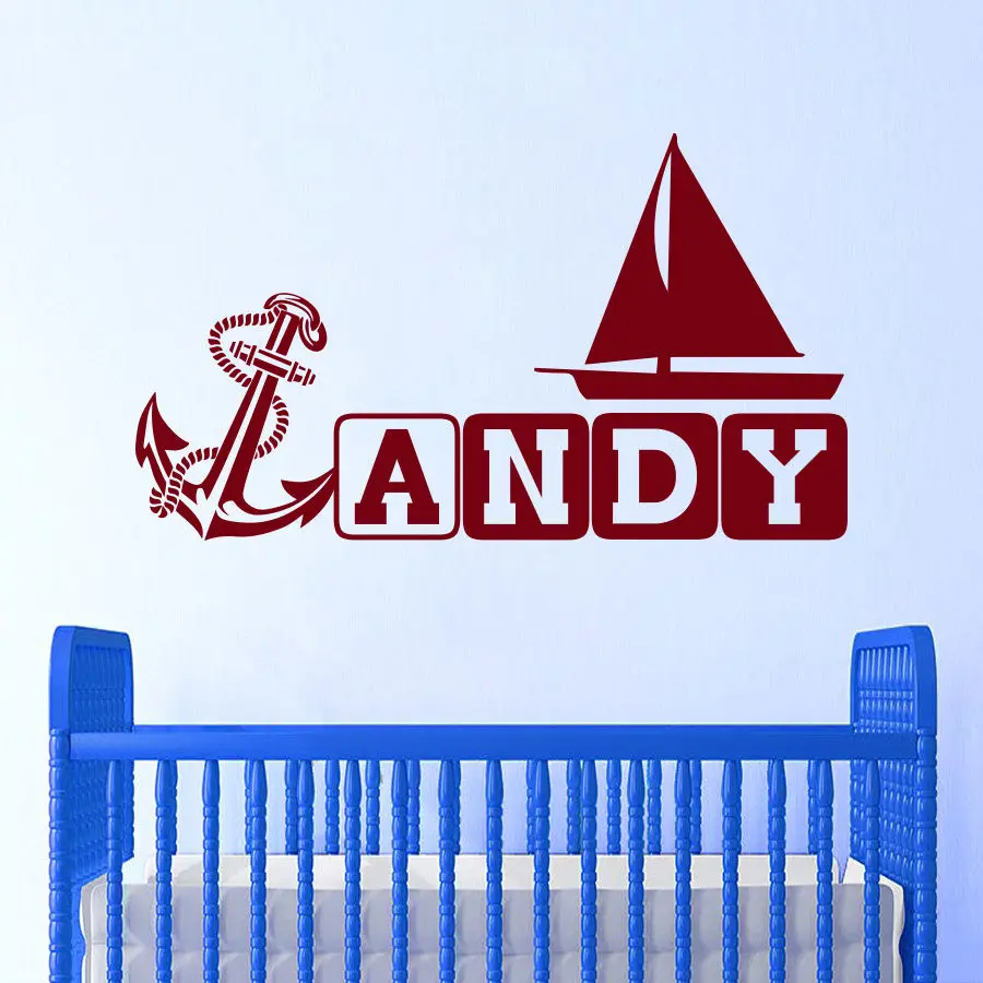 Name WAll Decals Anchor Boat Decal Nautical Nursery Boy Room Decor