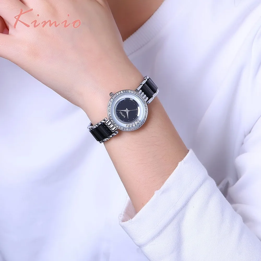KIMIO Women Watch Fashion Crystal Diamond Rolling Rhinestone Women Watches Gold Bracelet Quartz Luxury Brand Ladies-watch Clock