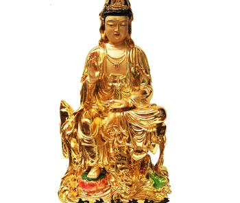 

19" China Tibet Bronze Lotus Gilt Guanyin Kwan-yin Bodhisattva Brass Statue