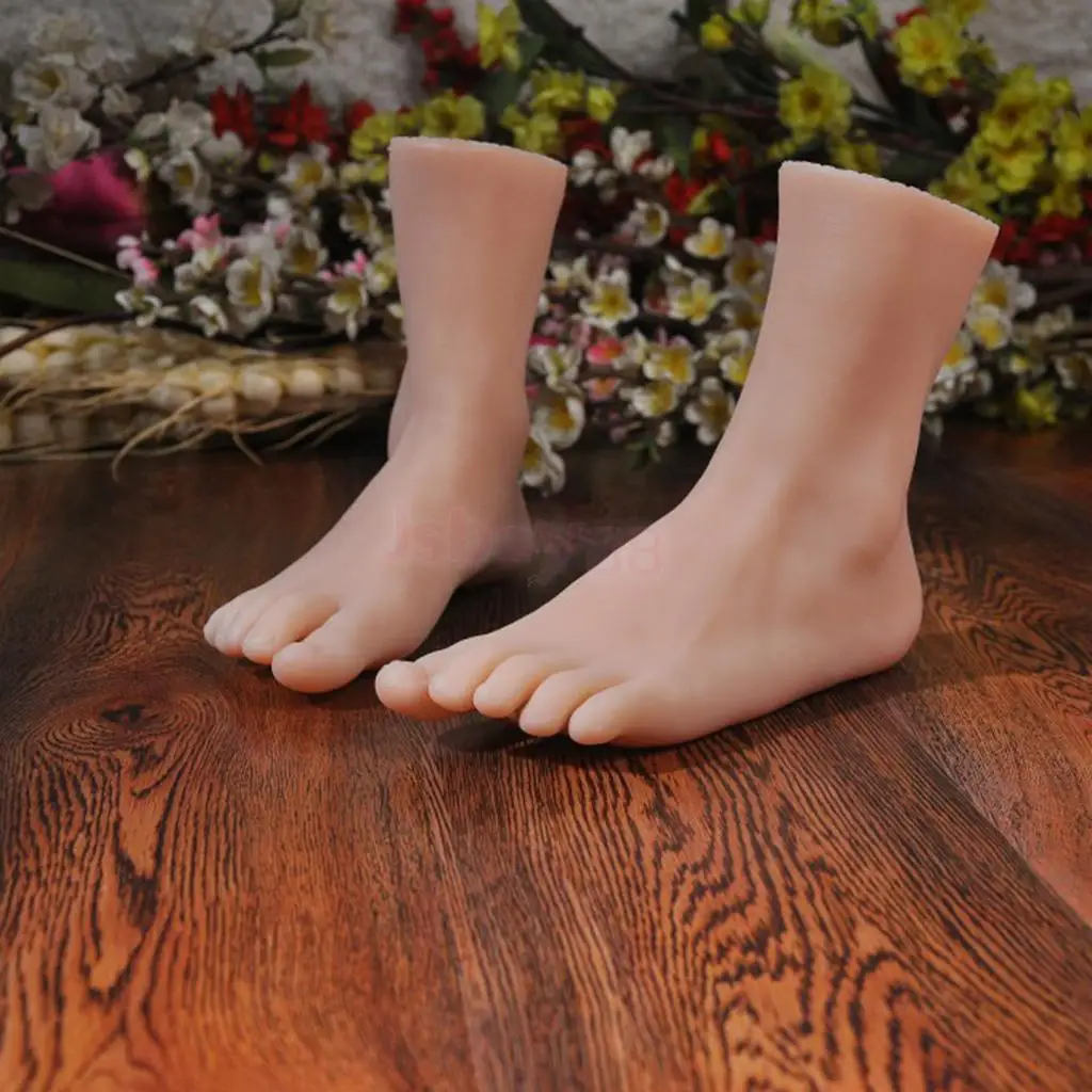 

Skin Color LIFE SIZE Soft Mannequin Foot Model for Nail Tattoo Practice Toe Jewelry Display for Begainner Practice 1:1 Size