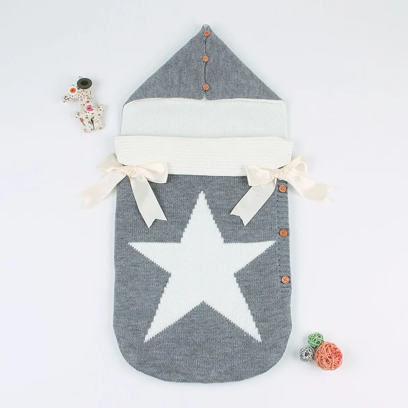 

Baby Sleeping Bags Knitting Envelope Newborn Stroller Spring Autumn Baby Thickening Knit Warm Stroller Sleep Sack Kids Blanke