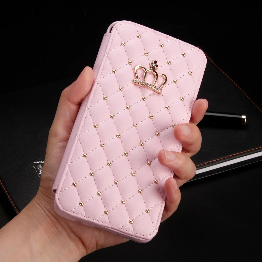 Glitter Crown For Samsung Galaxy S6 S7 Edge S8 S9 S10 Lite Plus Diamond Wallet Leather Case Flip Stand Cover Mobile Phone Bag