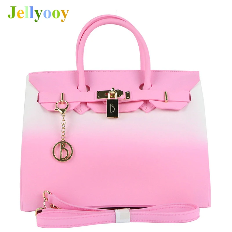

3 Colors Luxury Handbags Women Bag Designer Female Summer Waterproof PVC Beach Bags Jelly Bag Tote Locks Shoulder Bags Two Size