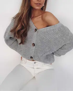 

Sweater Coat 2019 Women Winter Outwear Loose Thermal Button Sweater Cardigan Women Solid Basic Autumn Knitted Cardigans Sweater