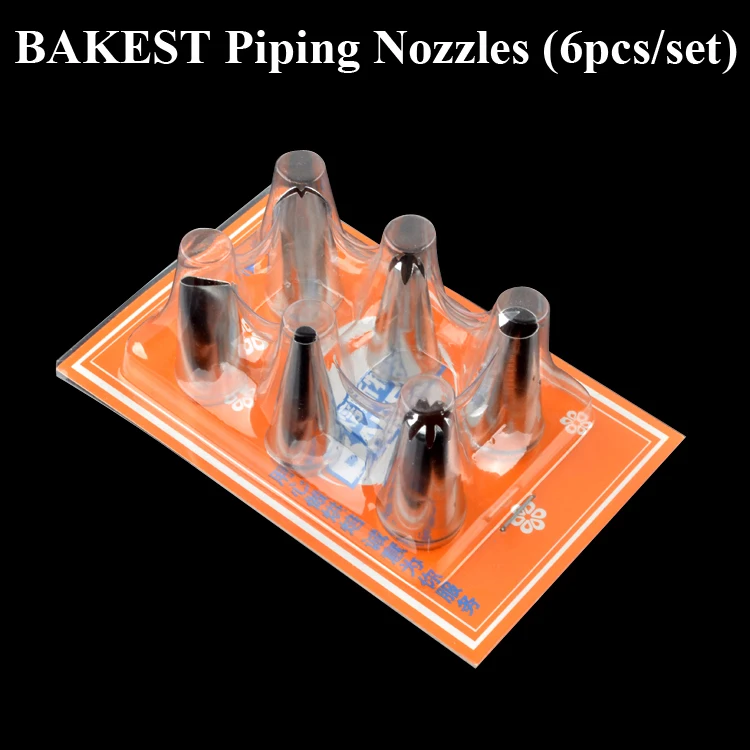 

BAKEST 6pcs per set Stainless Steel Piping Nozzles Pastry Cake Decorating Tools