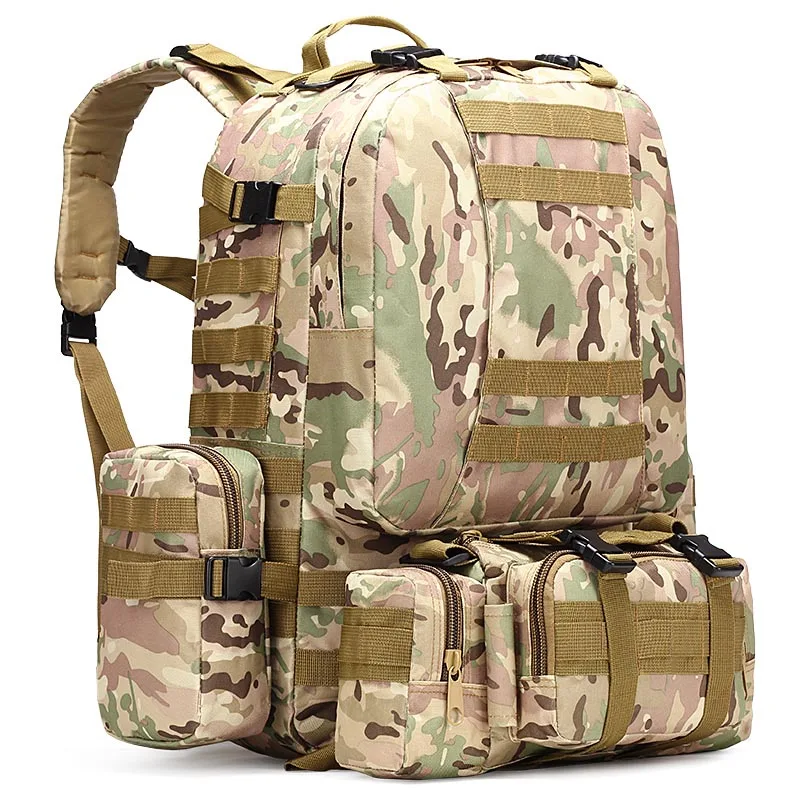 Водонепроницаемые спортивные сумки 50л комбинированный Многофункциональный Военный Тактический Рюкзак Molle камуфляжные походные сумки для альпинизма - Цвет: Желтый цвет
