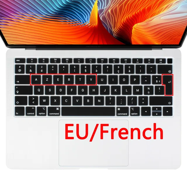 Euro French AZERTY Soft Silicone Keyboard Protector Cover Skin for Macbook new air 13 2018 A1932