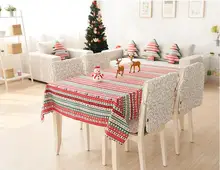 Motif de noël Coton Lin Nappe Américain et L’europe Style Nappe Antipoussière Table Couvre Pastorale Style Textile de Maison