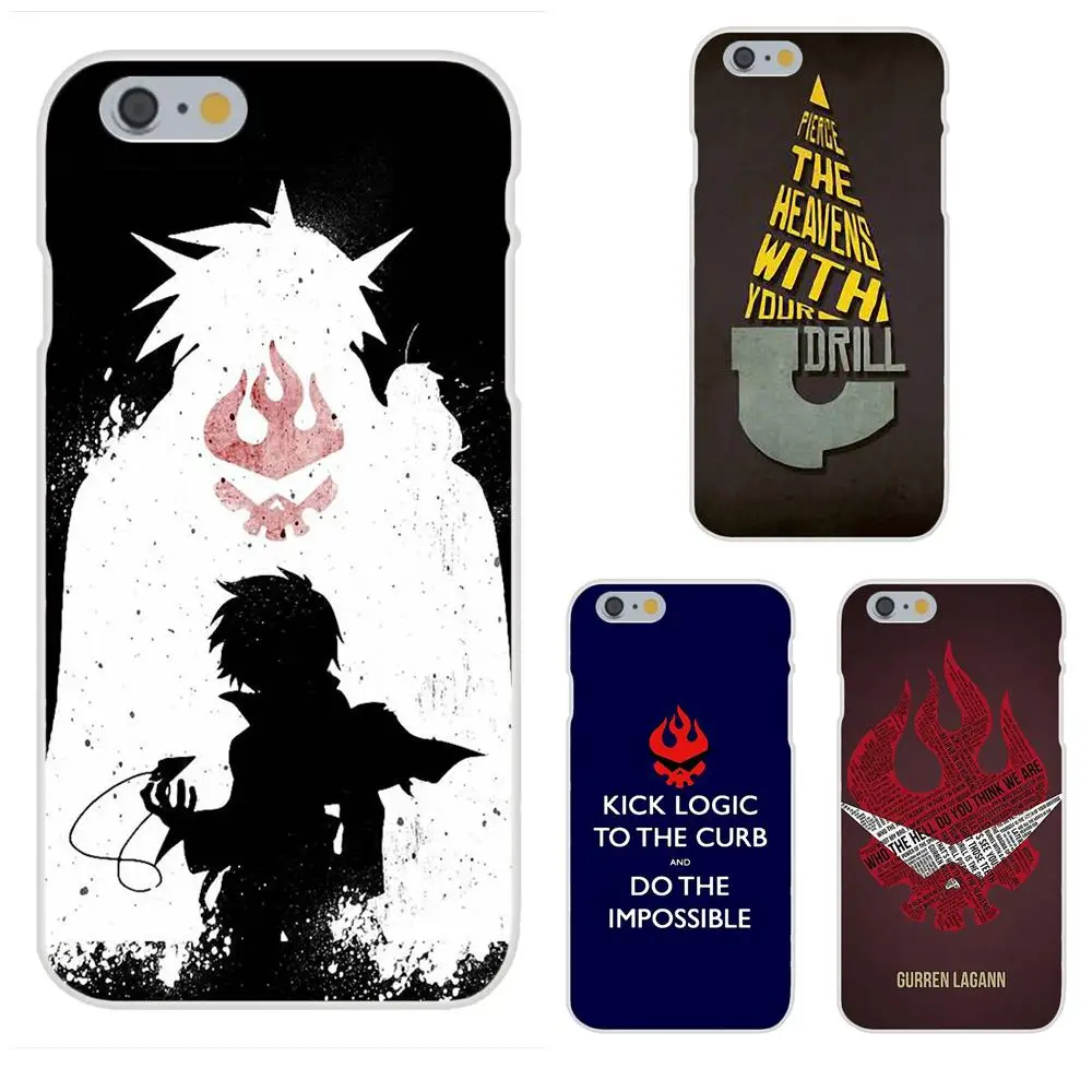 Gurren Lagann Типографика черный мягкий чехол Чехлы для Apple iPhone 4 4S 5 5C 5S SE 6 6S 7 8 Plus X XS Max XR |