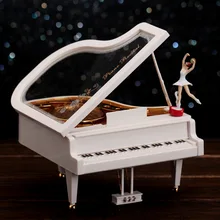 Rotation Piano Cranked font b Music b font Boxes Plastic Hand Crank Movement Ballet Dancing Carousel