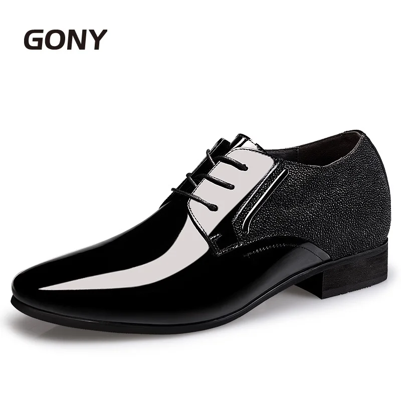Men's Dress Shoes That Increase Height New Black Men 's Wedding Derby Shoes Patent Leather Height Increasing 6