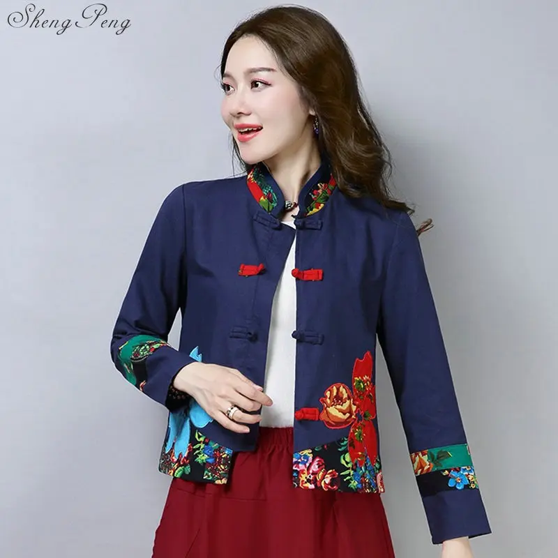 Traditional chinese clothing for women cheongsam top mandarin collar womens tops and blouses oriental China clothing V1362