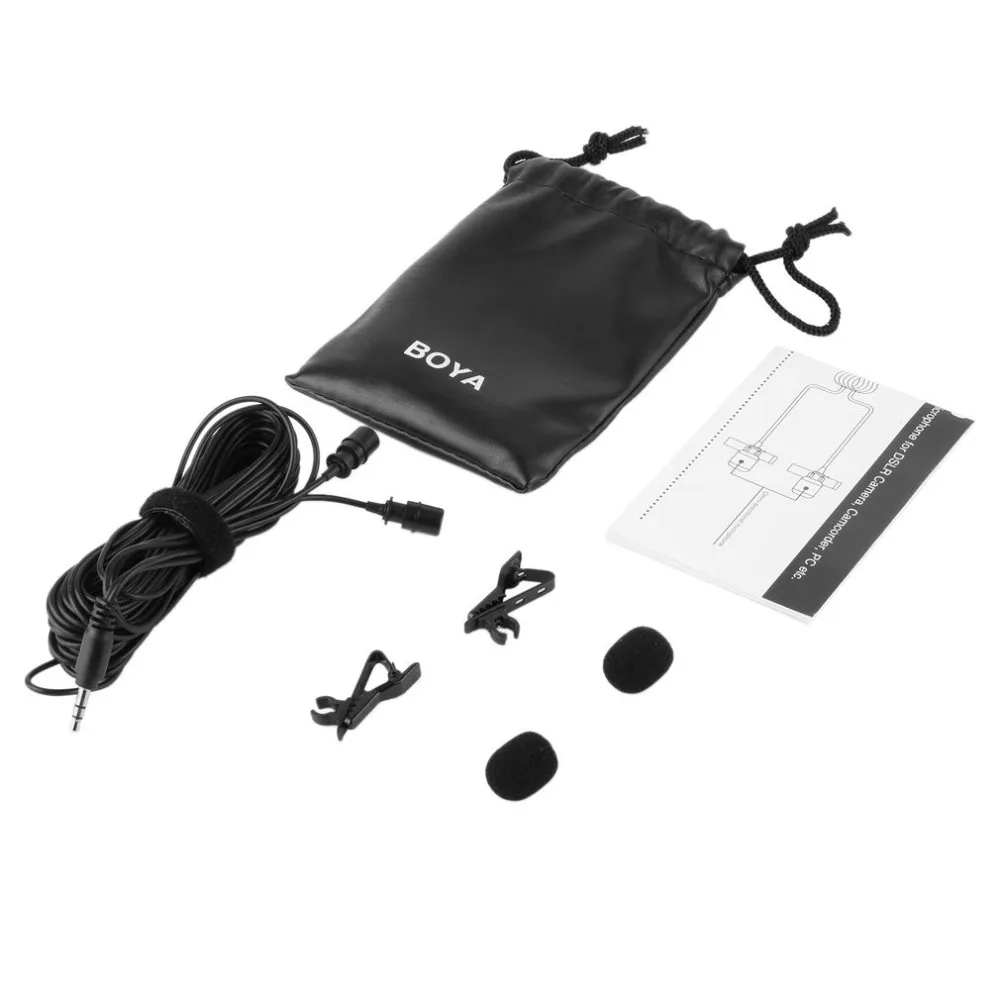 

BOYA Professional Dual-head Lavalier Lapel Microphone Clip-on Omni-directional Condensor Mic for DSLR Camcorder PC Dropshipping