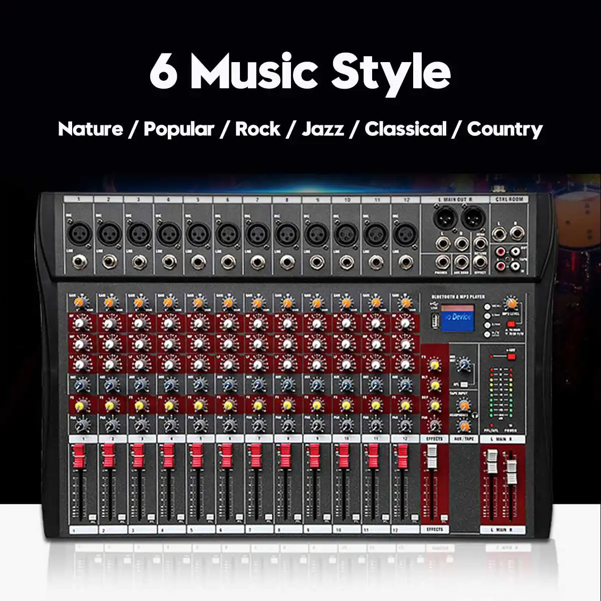 

12 Channel Professional Powered Mixer power mixing Amplifier Karaoke Audio Digital Microphone Digital Console Sound With USB 48V