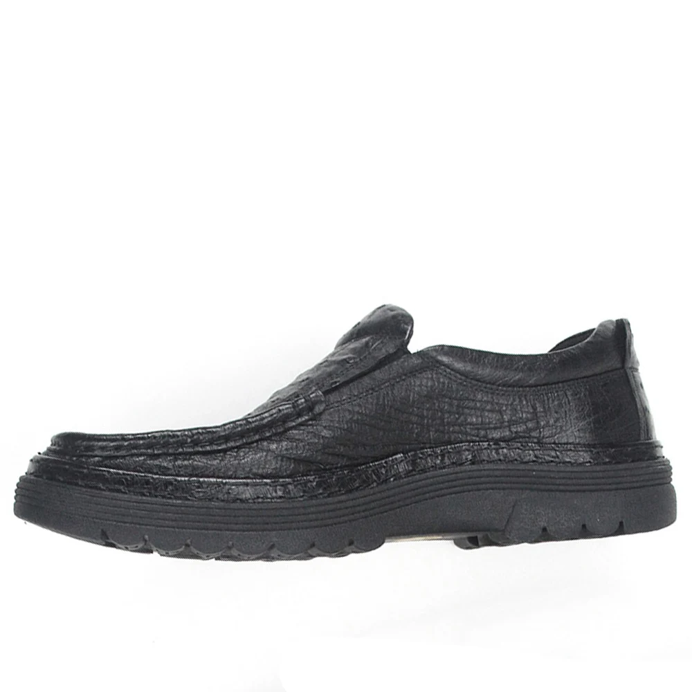 Luxo Sola Preto De Borracha Slip Importados Grossos Flats On Topsiders Clássico Pele Couro 2018 Avestruz Sapatos Sipriks BfqIzWw4t