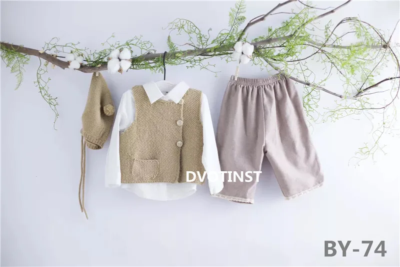 Dvotinst/реквизит для маленьких девочек; вязаное кружевное платье; комплект одежды; аксессуары для фотосессии - Цвет: BY-74
