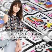 12momme ширина 114 см штампы с принтом шелк тутового дерева крепдешин летнее платье рубашка Одежда Ткань