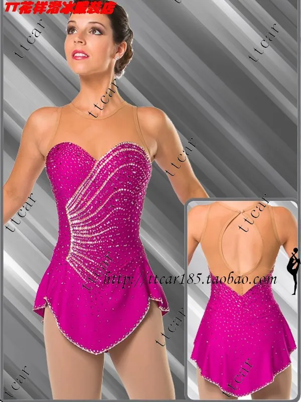 pink skating dress high quality women dress ice skating women dress