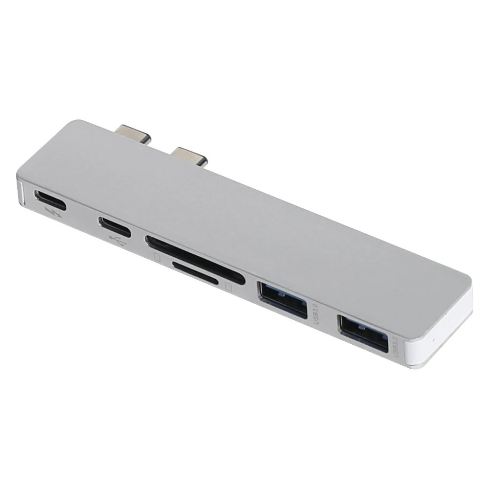

Hagibis 6-in-1 Dual USB-C HUB Type-C Hub Adapter USB-C to HDMI SD/TF Card Reader PD Charging 4K HD for MacBook Pro USB 3.0 HUB