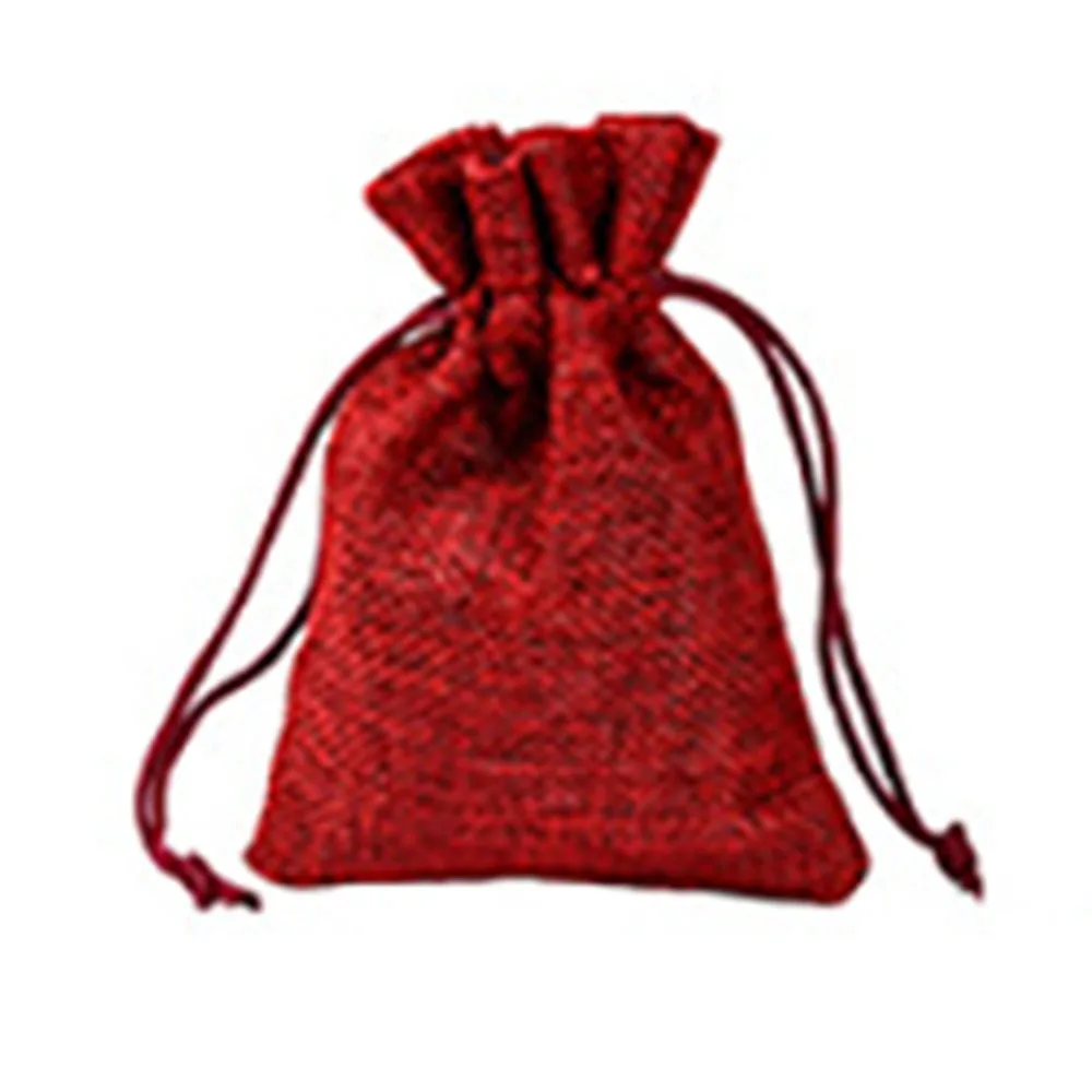 1Pcs Shopping Bag Colorful Imitation linen Storage Package Bags Drawstring Bag Travel Women Cloth Bag Gift Pouch - Цвет: red