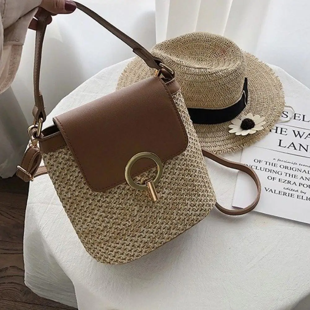 

Bolso Mujer 2019 New Woven Bag Straw Bag Handbag Simple Shoulder Messenger Bag Portable Bucket Beach Travel Lady Bag