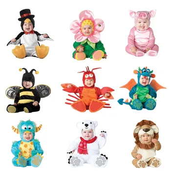 

Novel Kids Clothes Fleece Romper Set Baby Boys Girls Jumpsuits Overalls Winter Animal Cosplay Shapes Halloween Christmas Costume