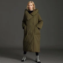 YNZZU размера плюс зимние куртки женские пушистые пуховые пальто женские винтажные Длинные теплые с капюшоном свободные женские зимние пиджаки O675